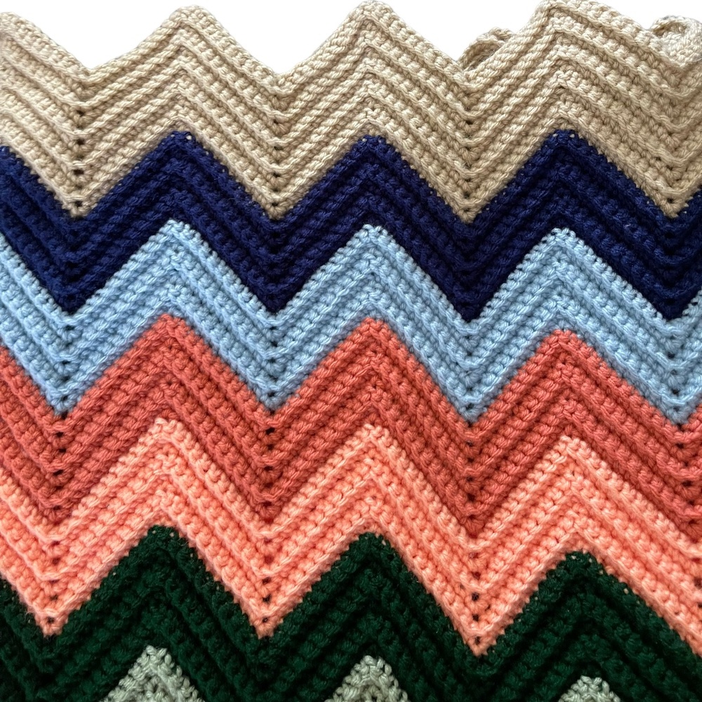 Hand Made Crochet Multi Color Throw / Lap Blanket